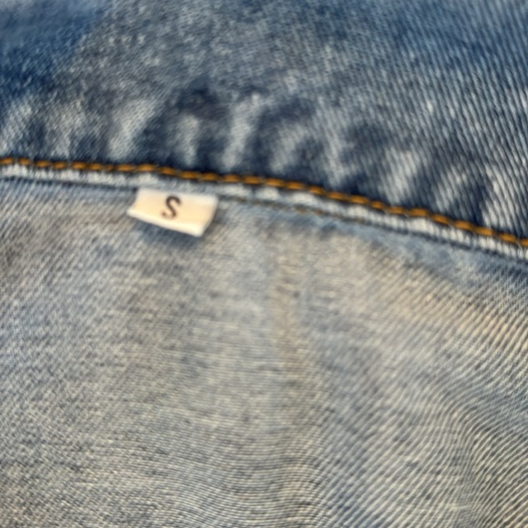 Pearls Beaded denim jacket Raw Hem Crop Jean distressed womens S teen juniors XS - Picture 6 of 7